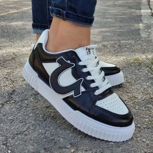 True Religion Black and White Sneakers Classic Design